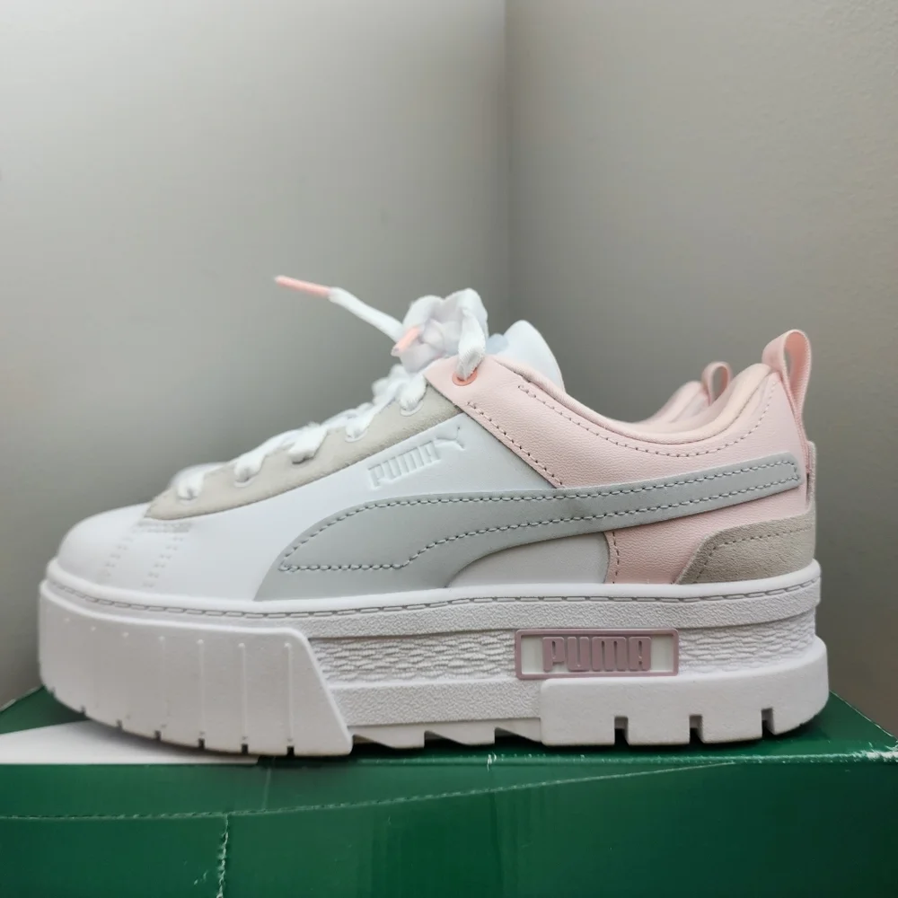 NEW Rare Puma Mayze White Chalk Pink Pastel Skateboarding Sneakers - Picture 5 of 10